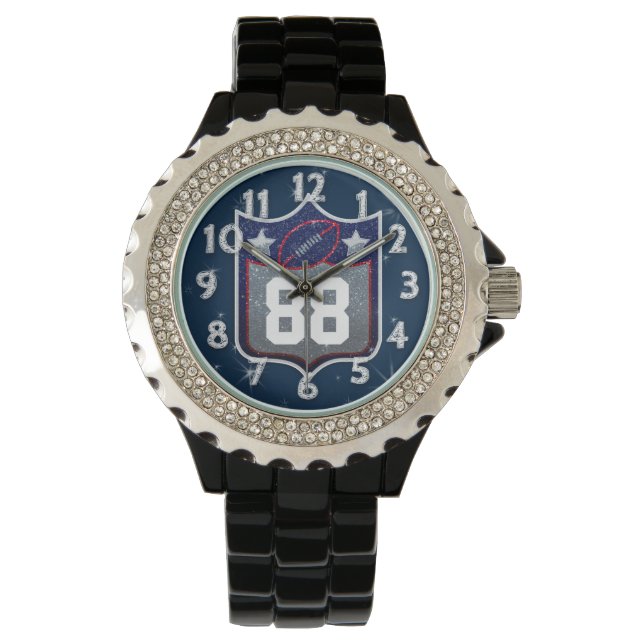 Reloj De Pulsera Deportes del equipo de fútbol americano blanco y a (Anverso)