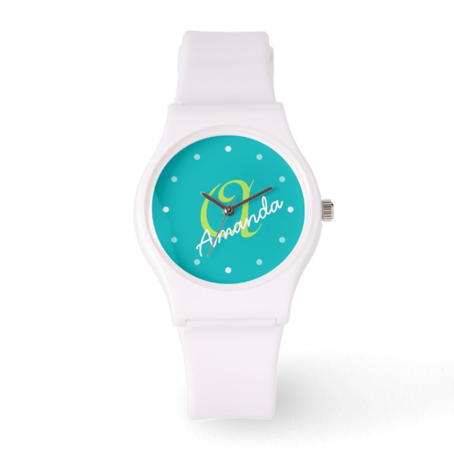 Reloj De Pulsera Deportiva personalizada de monograma para damas (Anverso)