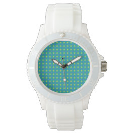 Reloj de pulsera deportivo: puntos de polka azul y