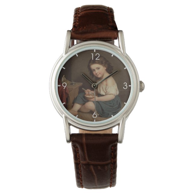 Reloj De Pulsera Desayuno de Chica joven y agradable (Arte de época (Anverso)