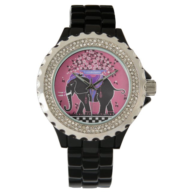 Reloj De Pulsera Desfile de Elefantes de Rosa (Anverso)