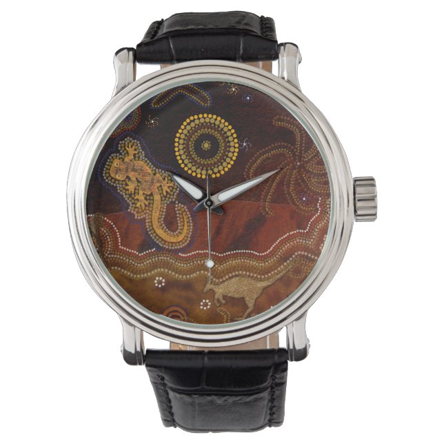 Reloj De Pulsera Desierto aborigen australiano con tema artístico I (Anverso)