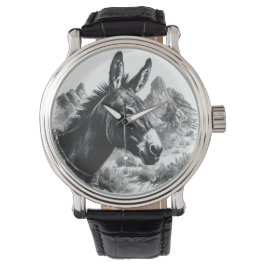 Reloj De Pulsera Desierto occidental de burro blanco y negro
