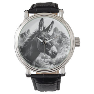 Reloj De Pulsera Desierto occidental de burro blanco y negro