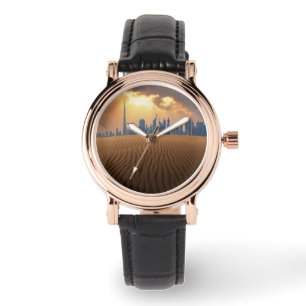 Reloj De Pulsera Desiertos   Vista en Skyline de Dubai desde la dun