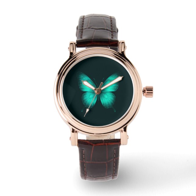RELOJ DE PULSERA DESIGN DE RELÓGIO FEMININO BORBOLETA VERDES (Anverso)