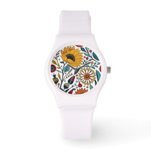Reloj De Pulsera Deslumbrante Daisy Delight: Una moda floral favori