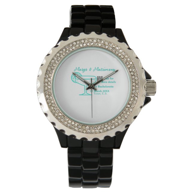 Reloj De Pulsera Despedida de soltera Turquoise Margs & Matrimony (Anverso)