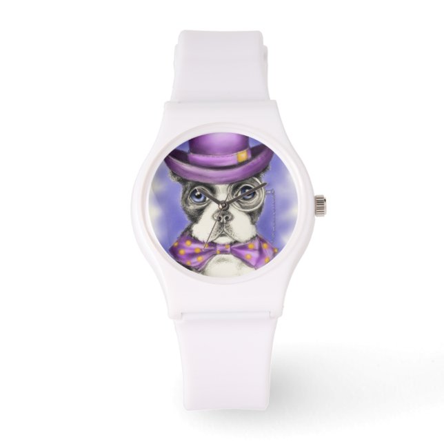Reloj De Pulsera Detective Purple Boston Terrier (Anverso)