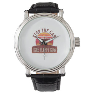 Reloj De Pulsera Detén El Auto Que Veo Fluffy Cow Retro Highland Lo
