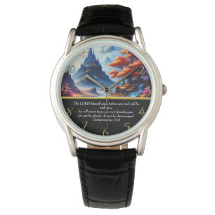 Reloj De Pulsera Deuteronomio lago de montaña 31:8
