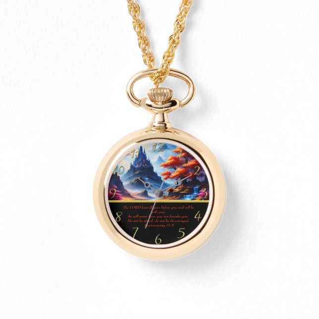 Reloj De Pulsera Deuteronomy 31:8 lago de montaña  (Anverso)