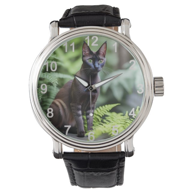 Reloj De Pulsera Dexter El Gato Siamés Negro, Watch (Anverso)