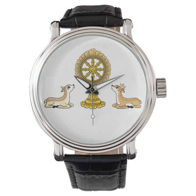 Reloj De Pulsera Dharma Wheel & Deers Buddha Watch (Anverso)