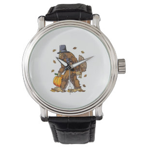 Reloj De Pulsera Día de Acción de Gracias Bo de la Calabaza de Pie 