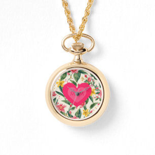 Reloj De Pulsera Día de las Madres, Patrón de Corazón y Flores de A