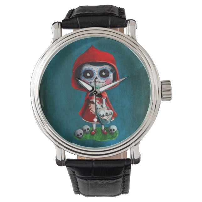 Reloj De Pulsera Dia de los Muertos Pequeña Caperucita Roja (Anverso)