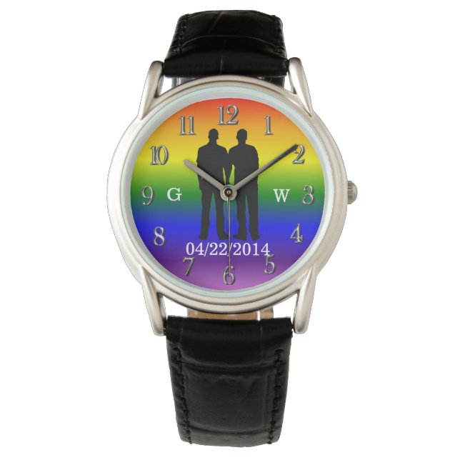 Reloj De Pulsera Día de matrimonio de parejas homosexuales personal (Anverso)