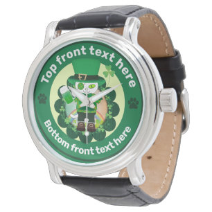 Reloj De Pulsera Día de San Patricio con un felino afortunado