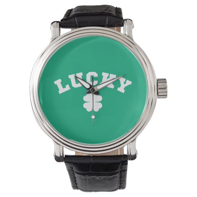 Reloj De Pulsera Día de San Patricio de Trébol de la Suerte (Anverso)