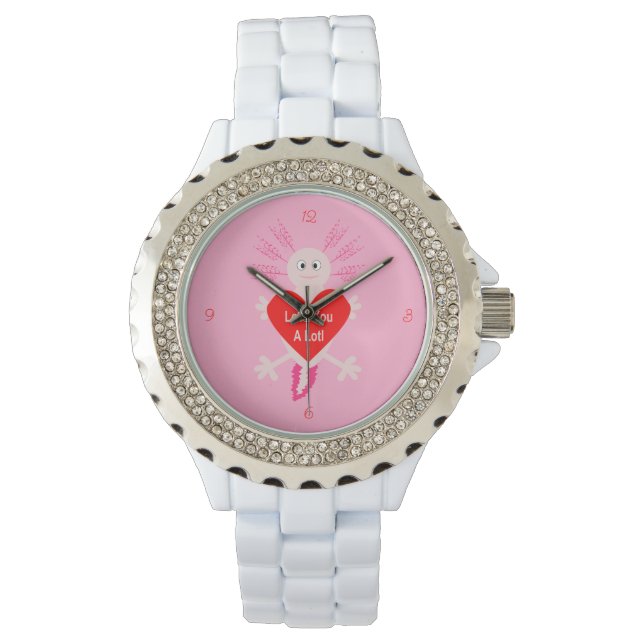 Reloj De Pulsera Día de San Valentín Love Heart Axolotl (Anverso)