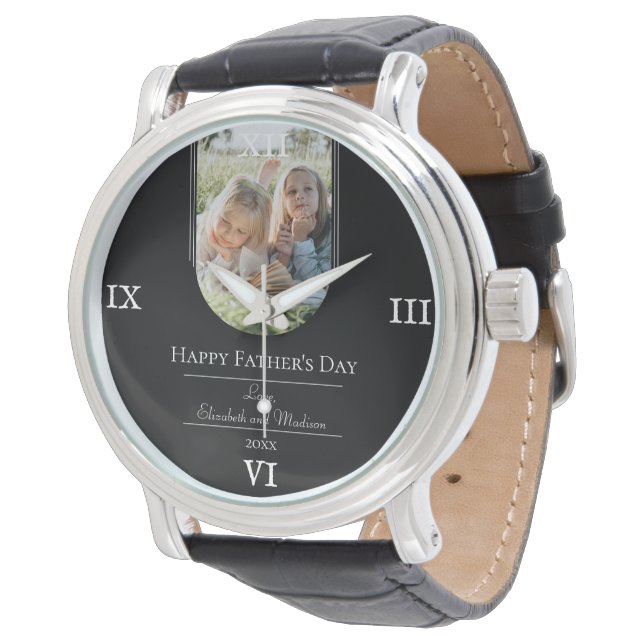 Reloj De Pulsera Día del padre de la foto moderna en arco | Negro (Angular)