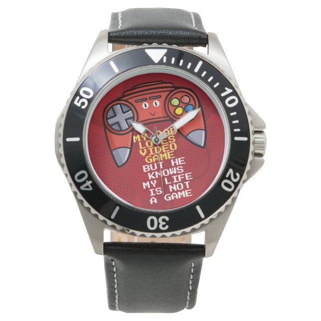 Reloj De Pulsera Dia divertida del padre de los joystick rojos (Anverso)