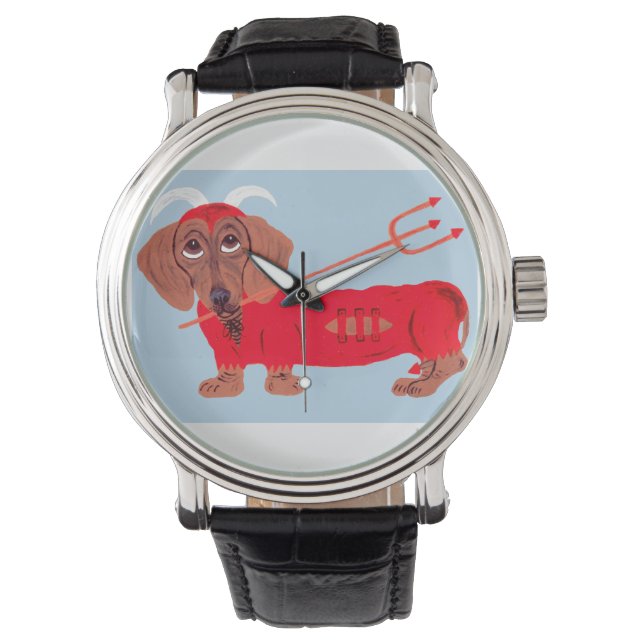 Reloj De Pulsera Diablo Dachshund (Anverso)