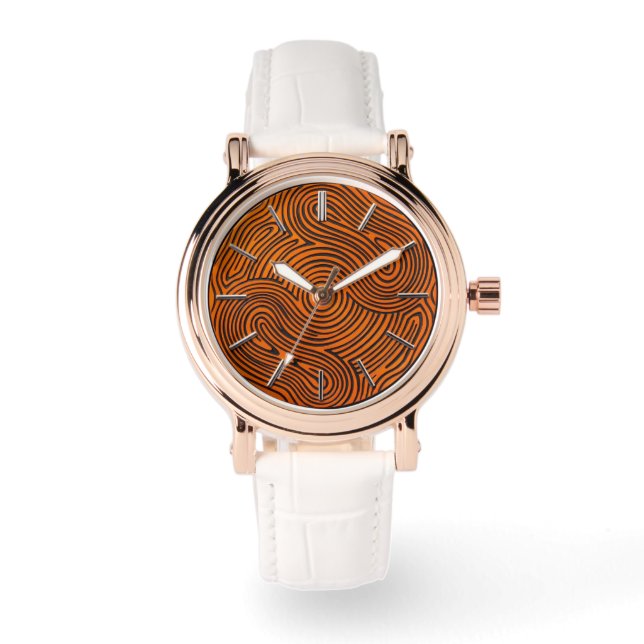 Reloj De Pulsera Dial de diseño naranja + negro (Anverso)