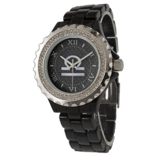 Reloj De Pulsera Dial elegante de la piel de serpiente del negro