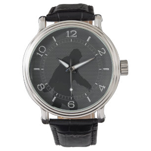 Reloj De Pulsera Dial negro del estilo del carbono de la silueta de