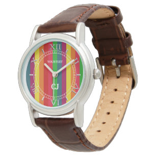 Reloj De Pulsera Dial personalizado de las rayas verticales del