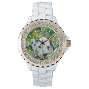 Reloj De Pulsera Dial-placa dálmata manchada negro lindo del