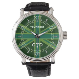 Reloj De Pulsera Dial verde azulado verde personalizado del estilo