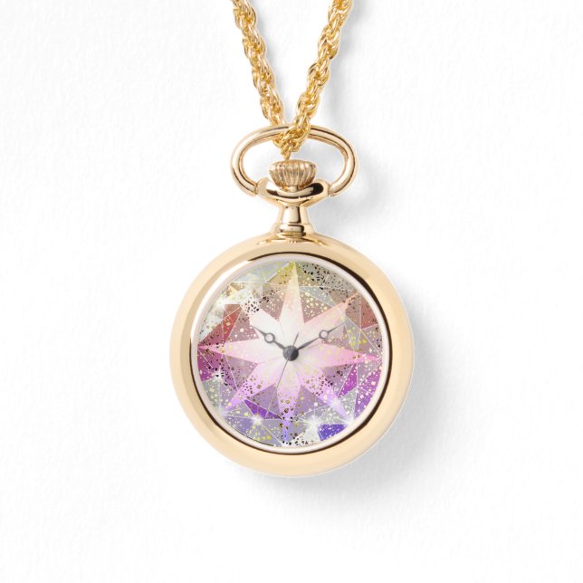 Reloj De Pulsera Diamante de imitación de la brújula de lavanda ros (Anverso)