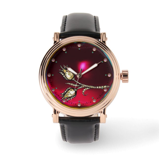 Reloj De Pulsera DIAMANTE IMPRESO TULIPS MONOGRAM ,Gemas de rubí ro (Anverso)