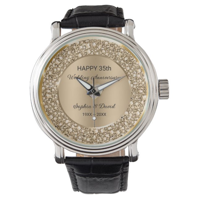 Reloj De Pulsera Diamantes de Cobre Aniversario de Boda  (Anverso)
