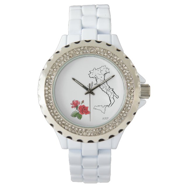 Reloj De Pulsera *~* Diamantes de imitación del Mapa de Rosas de It (Anverso)