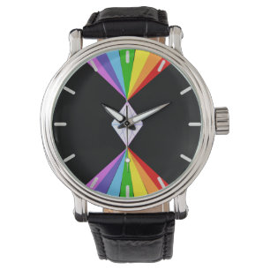 Reloj De Pulsera Diamantes y Arcoíris sobre Negro