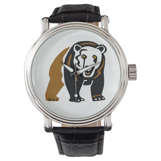 Reloj De Pulsera Dibujado a mano - Oso GRIZZLY - Vida salvaje - Est (Anverso)