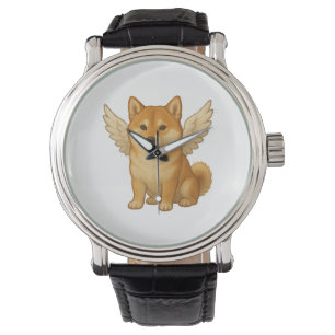 Reloj De Pulsera Dibujo animado de perro feliz angelical Shiba Inu 