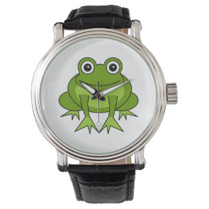 Reloj De Pulsera Dibujo animado lindo de la rana verde