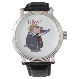 Reloj De Pulsera Dibujo animado político del cerdo divertido de