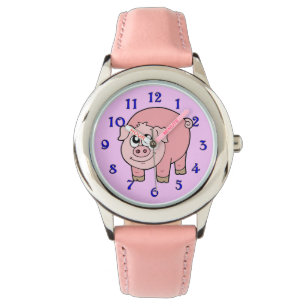 Reloj De Pulsera Dibujo animado rosado del cerdo