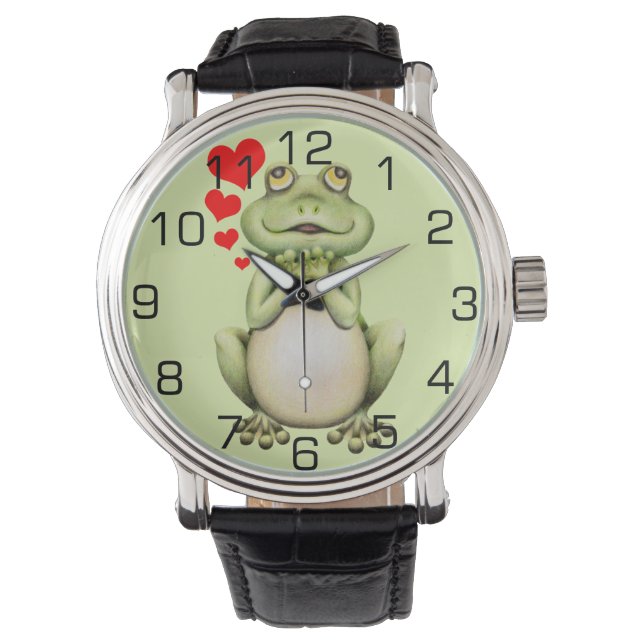 Reloj De Pulsera Dibujo de amor de rana (Anverso)