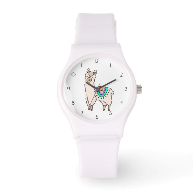 Reloj De Pulsera dibujo de animales personalizados de llama feliz s (Anverso)