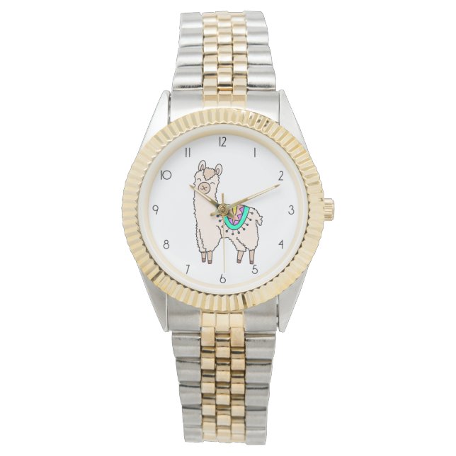 Reloj De Pulsera dibujo de animales personalizados de llama feliz s (Anverso)