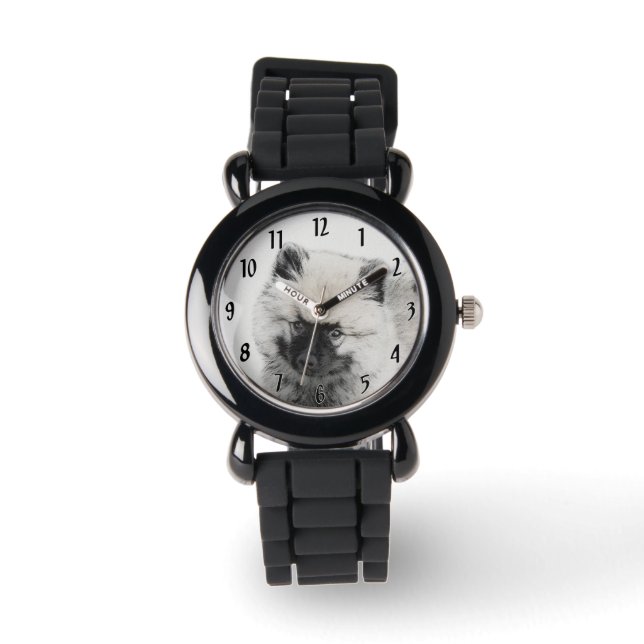 Reloj De Pulsera Dibujo de cachorros de Keeshond - Arte de perros o (Anverso)
