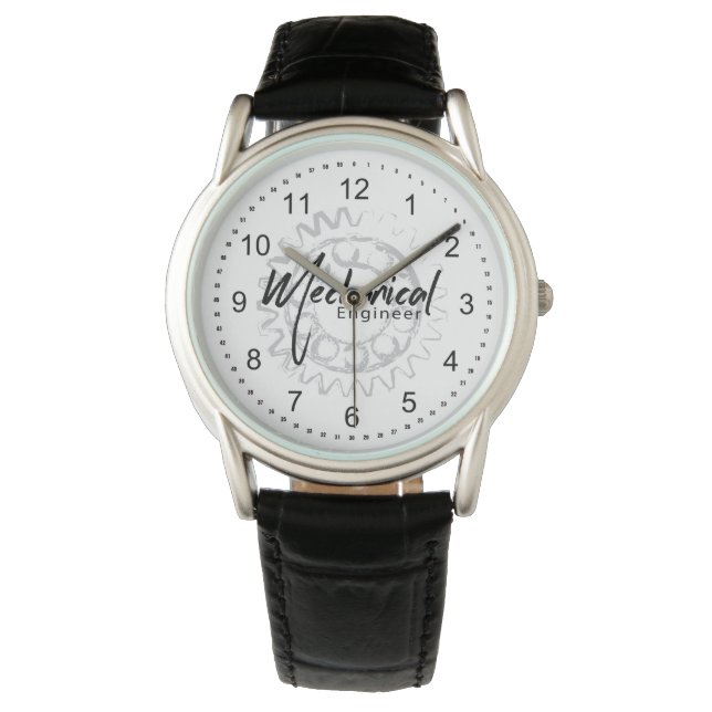 Reloj De Pulsera Dibujo de engranaje de ingeniero mecánico (Anverso)