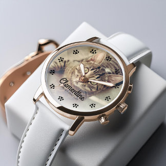 Reloj De Pulsera Dibujo de gato Imprime foto de marco Inspección pe